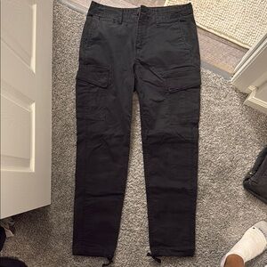 American Eagle Black Cargo Pants with Straight-Leg Cut